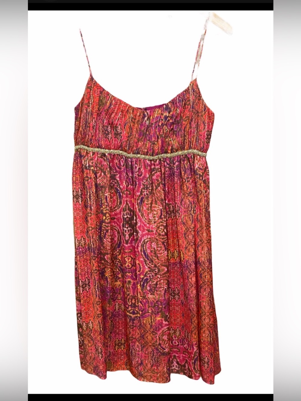 Maggy London Pink & Orange Metallic  Silk Sheath Dress Womens Sz 8 Cocktail